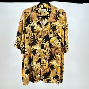 Men’s‎ XXL Panama Jack Black and Gold Tropical Shirt Hawaiian
